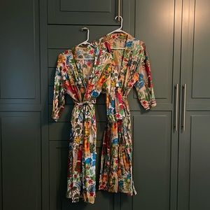 Set of mother/daughter, Frida Kahlo print 100% cotton robes